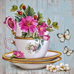 Timanttimosaiikki "Flowers in a cup" 30x30cm hinta ja tiedot | Timanttimaalaukset | hobbyhall.fi