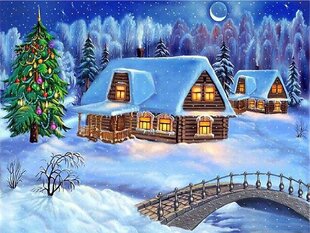 Timanttimosaiikki "A forest cottage on New Year's Eve" 30x40cm hinta ja tiedot | Timanttimaalaukset | hobbyhall.fi