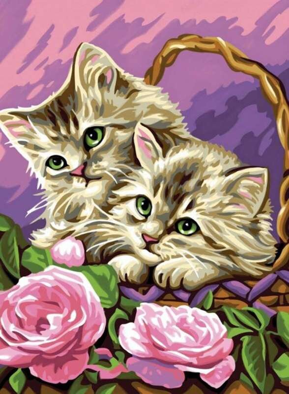 Timanttimosaiikki "Kittens in a basket " 30x40cm hinta ja tiedot | Timanttimaalaukset | hobbyhall.fi