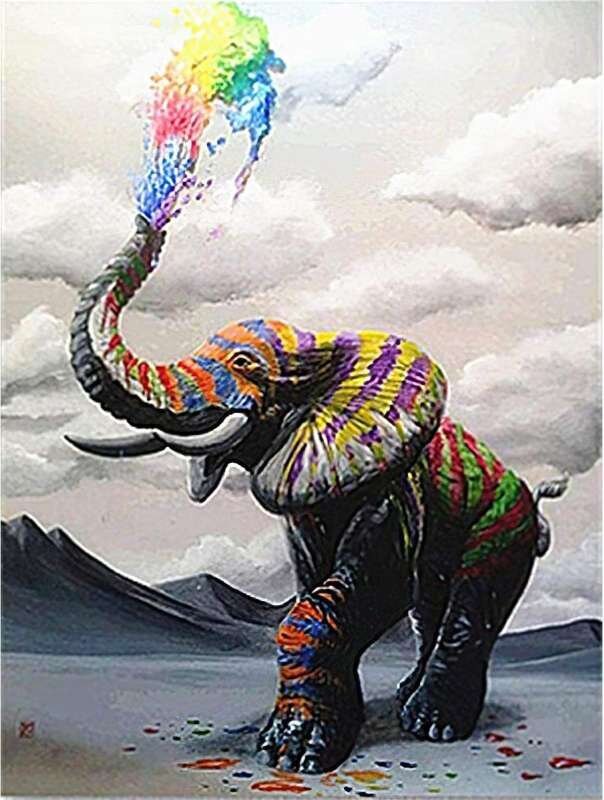 Timanttimosaiikki "Colourful elephant" 30x40cm hinta ja tiedot | Timanttimaalaukset | hobbyhall.fi