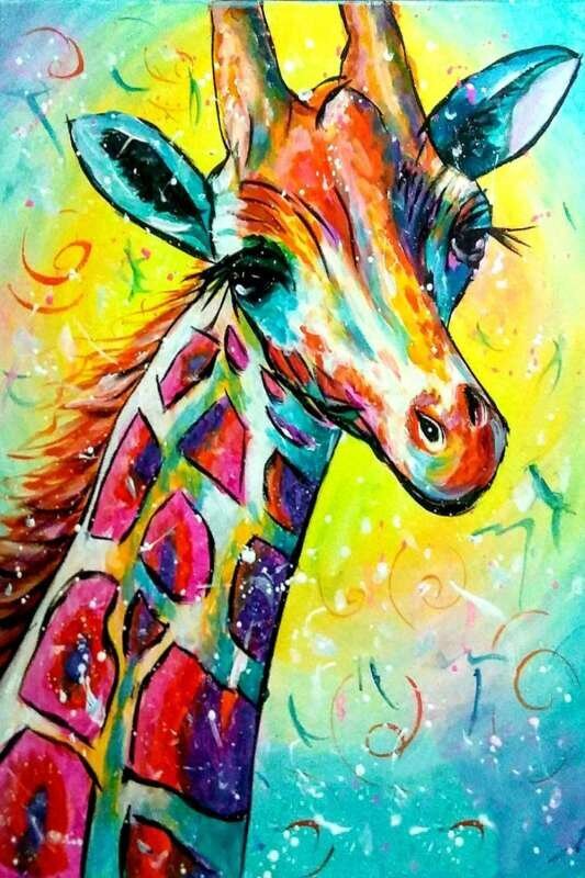 Timanttimosaiikki "Rainbow giraffe" 30x40cm hinta ja tiedot | Timanttimaalaukset | hobbyhall.fi