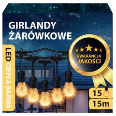 Puutarha Valo Garland Led-Valot 15M 15X Led-Lamppuja E27 Balkoniin hinta ja tiedot | Puutarha- ja ulkovalot | hobbyhall.fi