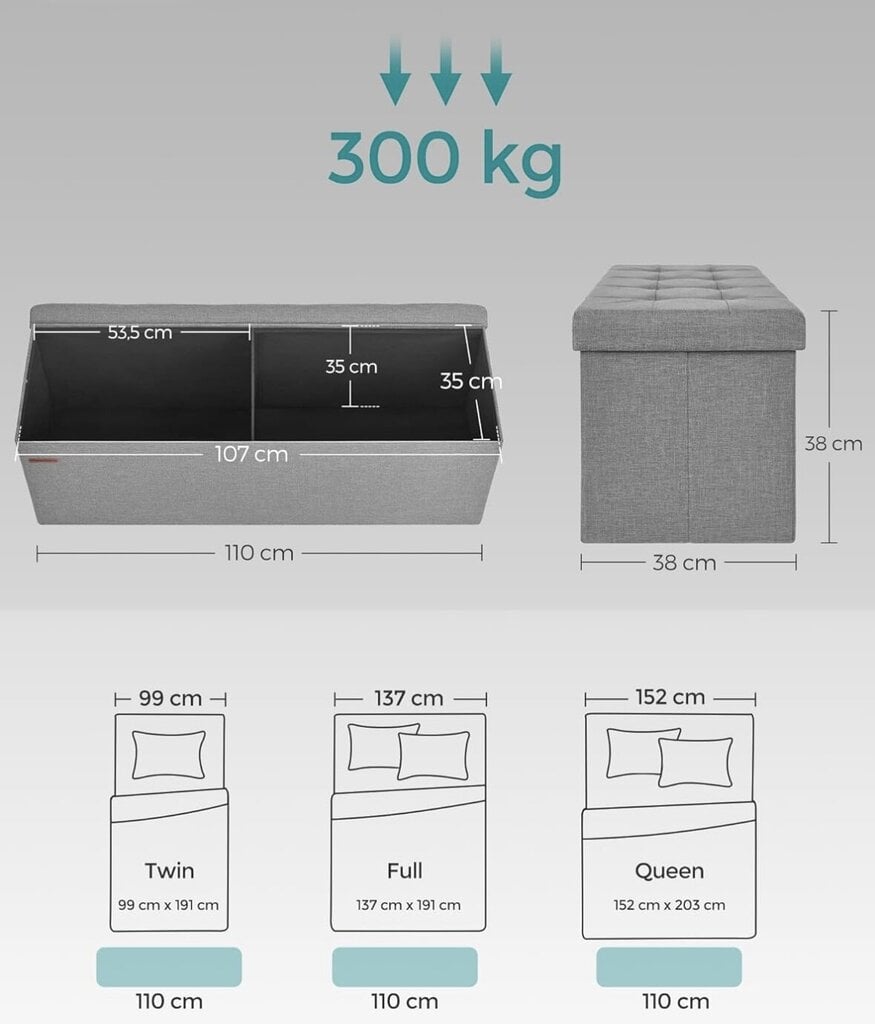 SONGMICS-laatikko istuimella hinta ja tiedot | Säilytyslaatikot ja -korit | hobbyhall.fi