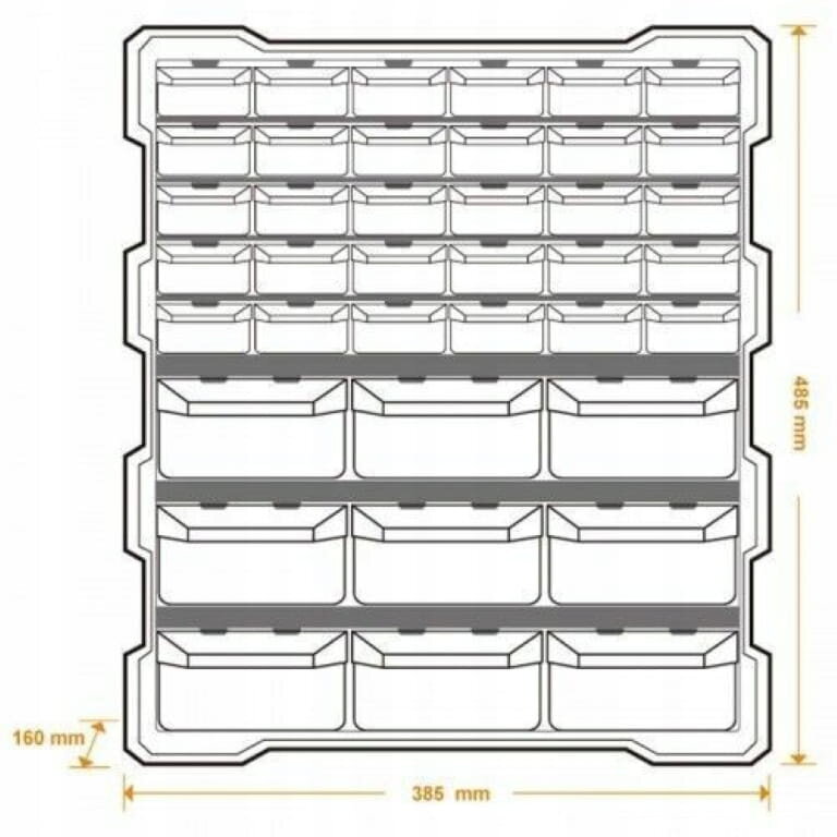 Työpajan organisointilaatikko muovinen 39 laatikkoa seinäkiinnitteinen oranssi hinta ja tiedot | Työkalupakit ja muu työkalujen säilytys | hobbyhall.fi