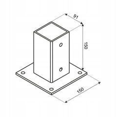 Pylväsjalusta ruuvattu betoniin musta 91x150x1,8 mm hinta ja tiedot | Aidat ja tarvikkeet | hobbyhall.fi