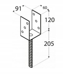 Pylvään perusankkuri musta 91x120x60mm hinta ja tiedot | Aidat ja tarvikkeet | hobbyhall.fi