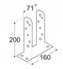 Pylvään pohja 71x200mm sinkitty ankkuri hinta ja tiedot | Aidat ja tarvikkeet | hobbyhall.fi