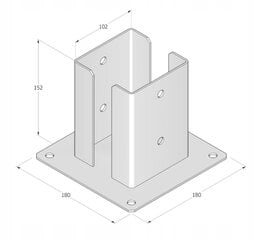 Pylväsjalusta ruuvattu betoniin 102x150x2.5mm hinta ja tiedot | Aidat ja tarvikkeet | hobbyhall.fi