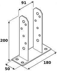 Pylväsjalusta ruuvattu betoniin 91x200 mm sinkittyjä hinta ja tiedot | Aidat ja tarvikkeet | hobbyhall.fi