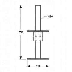 Pylväsjalusta säädettävä M24 110x250x4mm galvanoitu hinta ja tiedot | Aidat ja tarvikkeet | hobbyhall.fi