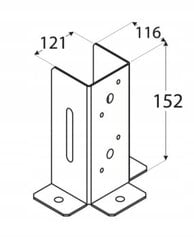 Pylväsjalusta avoin ruuvikiinnitteinen ankkuri sinkki 121x150x2 mm hinta ja tiedot | Aidat ja tarvikkeet | hobbyhall.fi