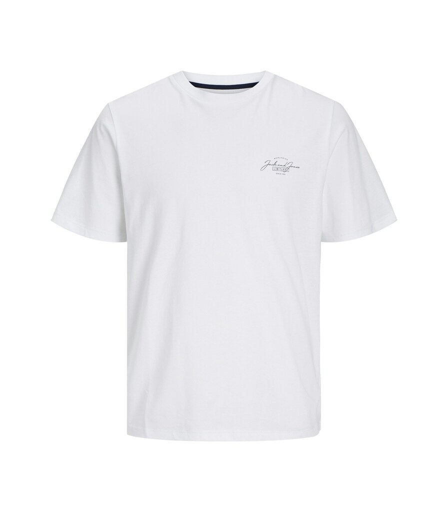 Jack & Jones Miesten T-paita 12256799*03, valkoinen 5715602792899 hinta ja tiedot | Miesten T-paidat | hobbyhall.fi