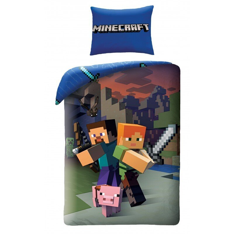 Pussilakanasetti Minecraft 140×200cm + tyynyliina 70x90 cm hinta ja tiedot | Vuodevaatteet lapsille | hobbyhall.fi