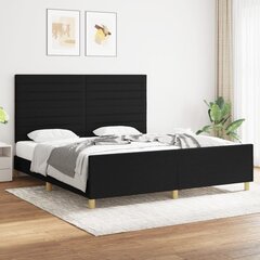 Sängynrunko sängynpäädyllä, Kangas, 180x200 cm, musta hinta ja tiedot | Sängyt | hobbyhall.fi