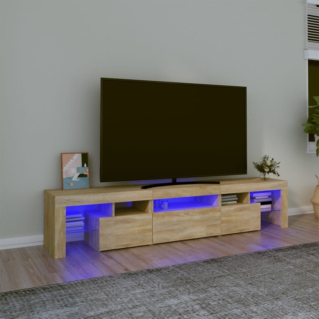 TV-kaappi LED-valolla, tammi, 200 x 36,5 x 40 cm hinta ja tiedot | TV-tasot | hobbyhall.fi