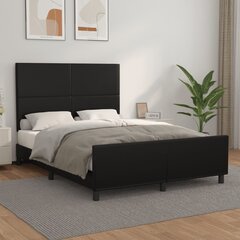 Sängynrunko sängynpäädyllä, musta, 140x200cm, keinonahkaa hinta ja tiedot | Sängyt | hobbyhall.fi