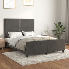 Sängynrunko sängynpäädyllä, tummanharmaa, 140x190 cm, samettia hinta ja tiedot | Sängyt | hobbyhall.fi