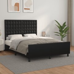 Sängynrunko sängynpäädyllä, musta, 140x190 cm, keinonahkaa hinta ja tiedot | Sängyt | hobbyhall.fi
