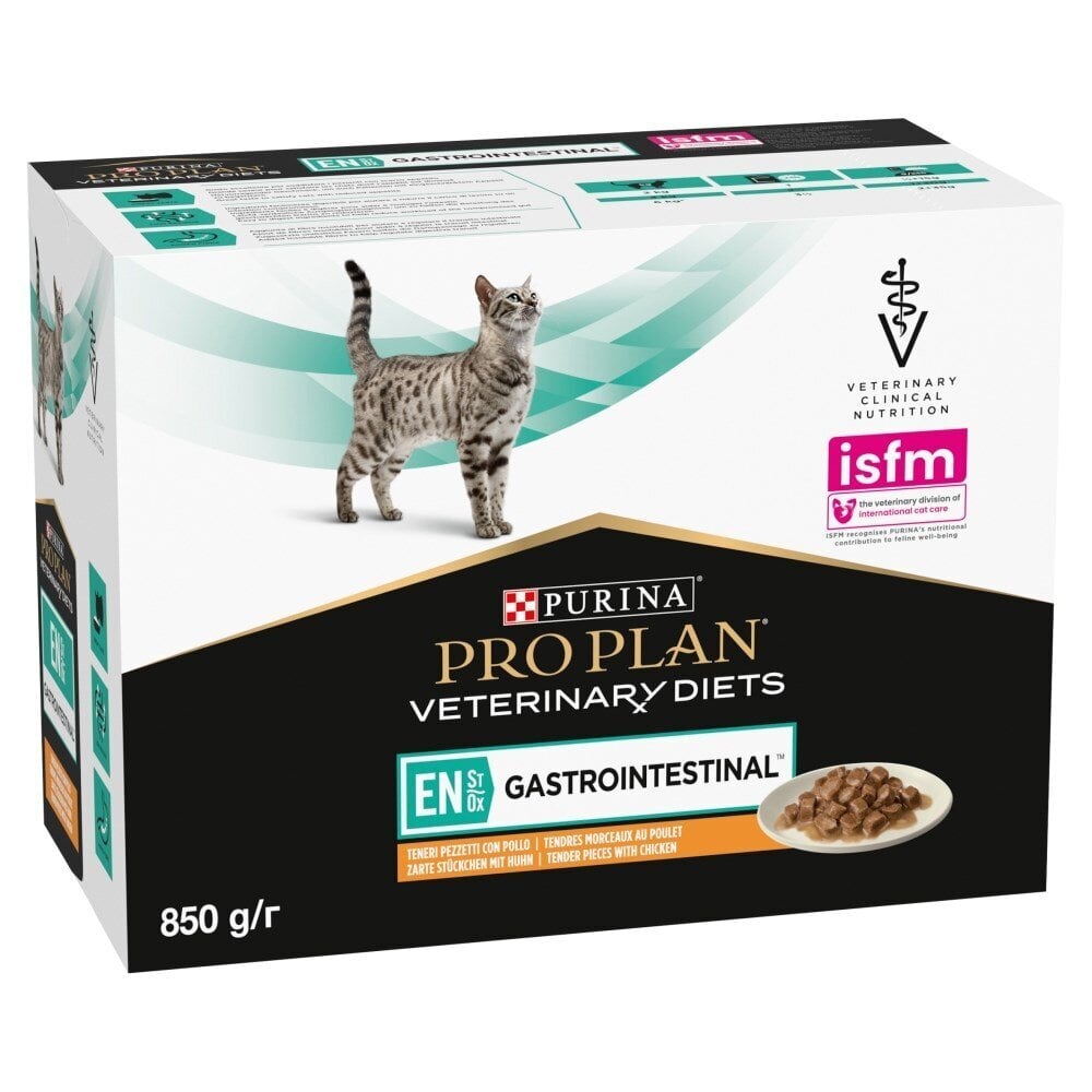 Purina Pro Plan Veterinary Diets EN St/Ox Gastrointestinal kissanpennuille ja aikuisille kissoille kanan kanssa, 10x85 g hinta ja tiedot | Kissanruoka | hobbyhall.fi