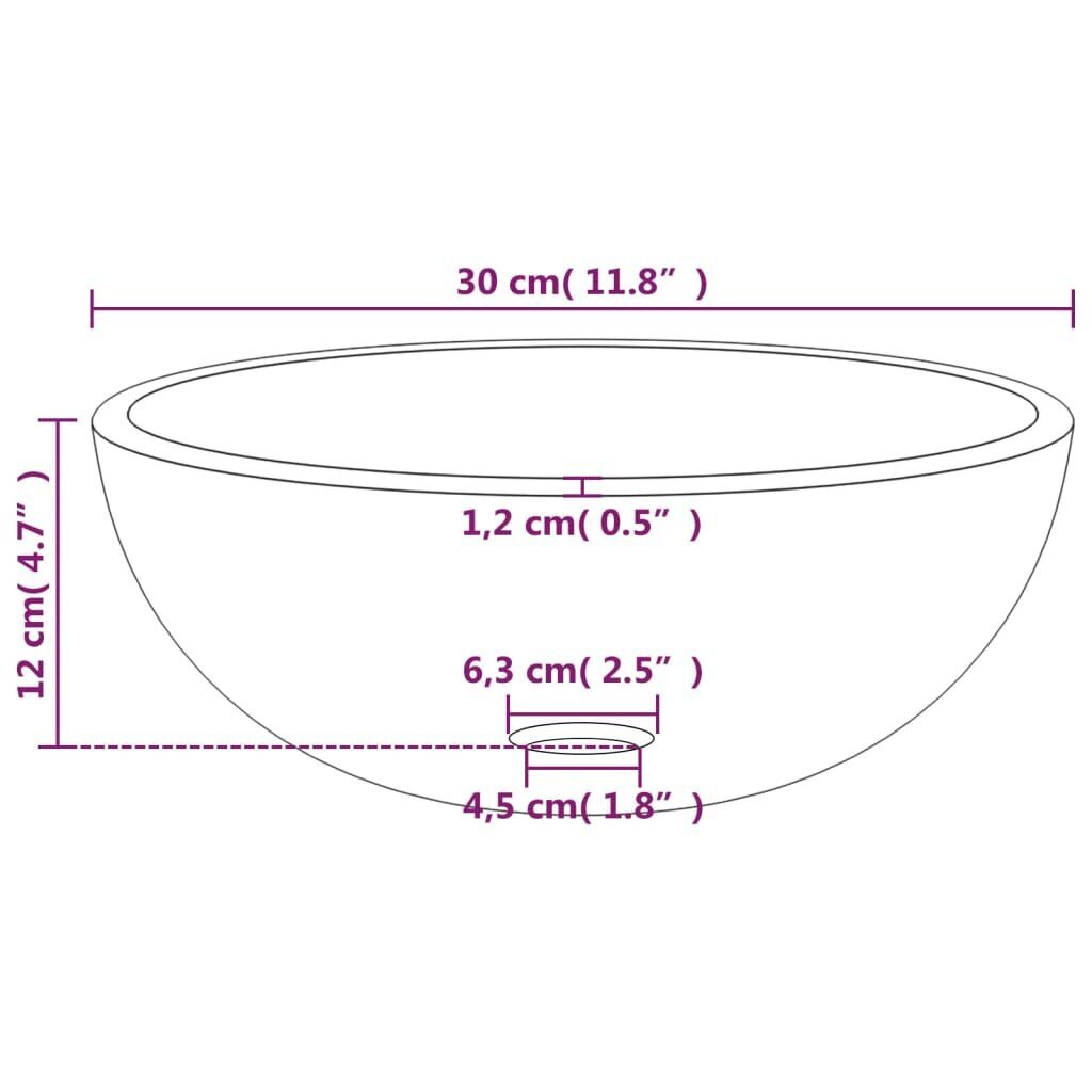 vidaXL Pesuallas karkaistu lasi 30x12 cm himmeä hinta ja tiedot | Pesualtaat | hobbyhall.fi