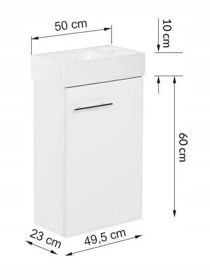 Kylpyhuonekaappi, jossa on pesuallas 50x70 cm seinään kiinnitettävä valkoinen Small hinta ja tiedot | Kylpyhuonekaapit | hobbyhall.fi