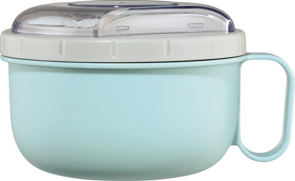 Xavax Round Lunch Box, mikroaaltouunille, ruokailuvälineillä, 1100 ml, pastellinsininen / harmaa hinta ja tiedot | Elintarvikkeiden säilytysastiat | hobbyhall.fi