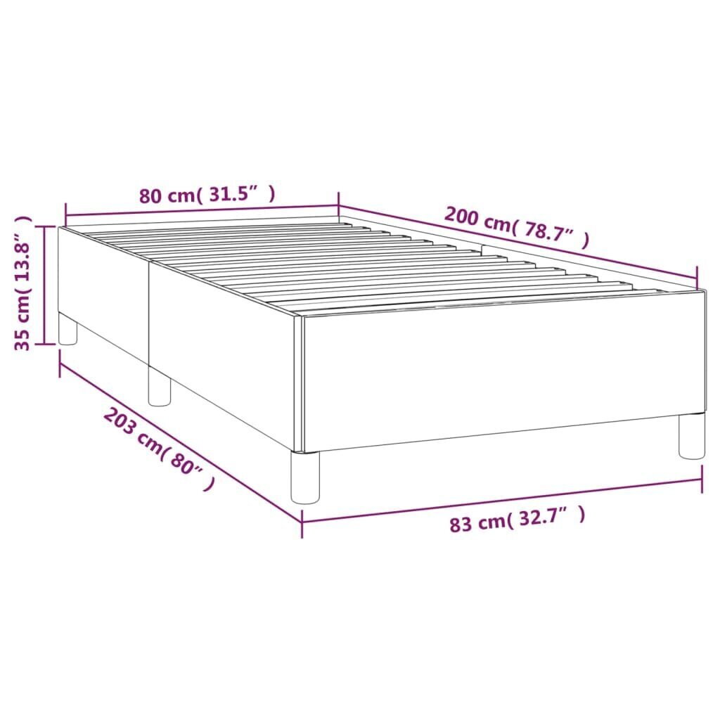 Sängynrunko vidaXL, tekonahka, 80x200cm, cappuccino hinta ja tiedot | Sängyt | hobbyhall.fi