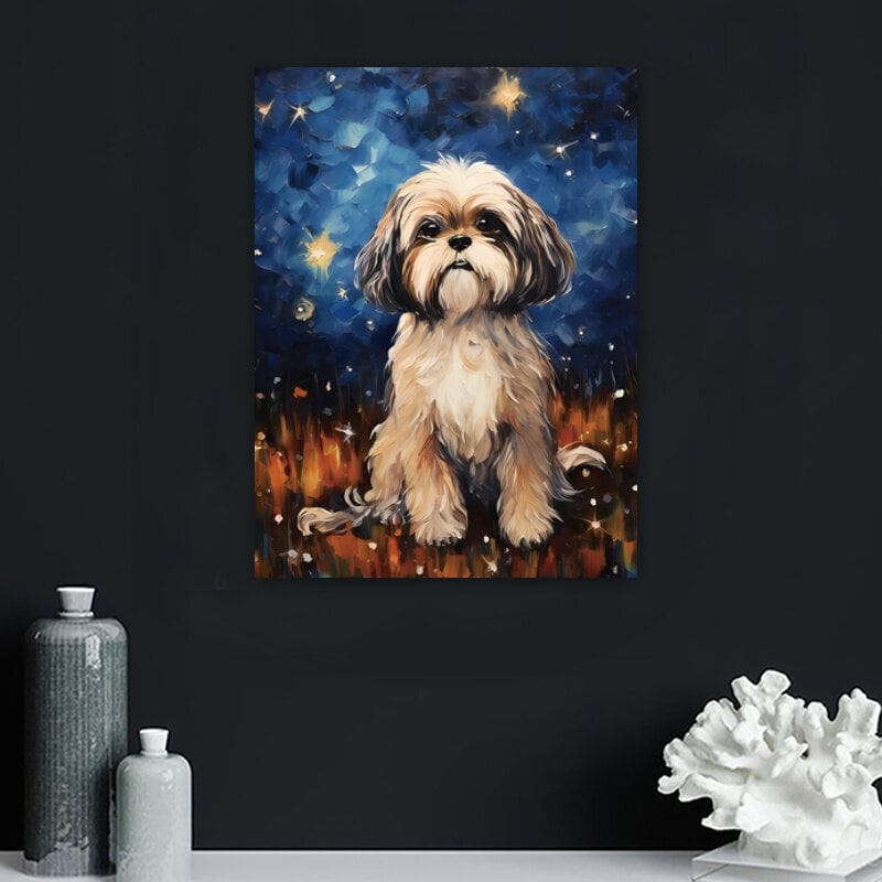 'Starry night shih tzu muotokuva seinätaide ' hinta ja tiedot | Taulut | hobbyhall.fi