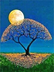 Timanttimosaiikki "An autumn tree under the moon" 30x40cm hinta ja tiedot | Timanttimaalaukset | hobbyhall.fi