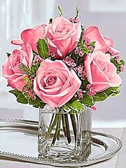 Timanttimosaiikki "Pink roses in a vase" 30x40cm hinta ja tiedot | Timanttimaalaukset | hobbyhall.fi