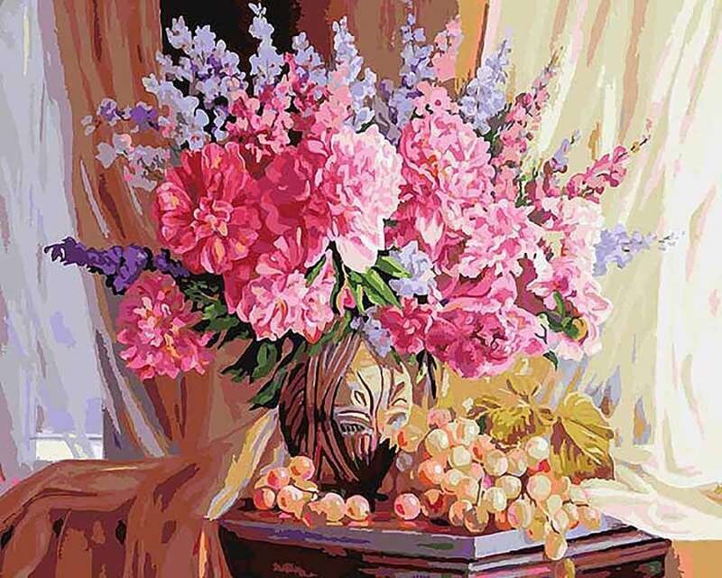 Timanttimosaiikki "Still life with flowers" 30x40cm hinta ja tiedot | Timanttimaalaukset | hobbyhall.fi