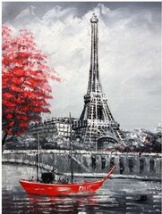 Timanttimosaiikki "A red boat in Paris" 30x40cm hinta ja tiedot | Timanttimaalaukset | hobbyhall.fi