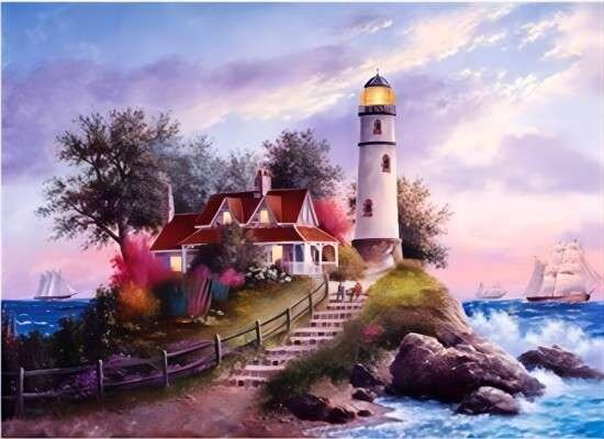 Timanttimosaiikki "Lighthouse" 30x40cm hinta ja tiedot | Timanttimaalaukset | hobbyhall.fi