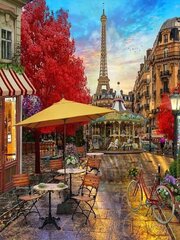 Timanttimosaiikki "A street café in Paris" 30x40cm hinta ja tiedot | Timanttimaalaukset | hobbyhall.fi