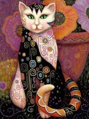 Timanttimosaiikki "A cat with ornaments" 30x40cm hinta ja tiedot | Timanttimaalaukset | hobbyhall.fi