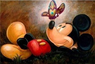 Timanttimosaiikki "Mickey Mouse with a butterfly" 30x40cm hinta ja tiedot | Timanttimaalaukset | hobbyhall.fi