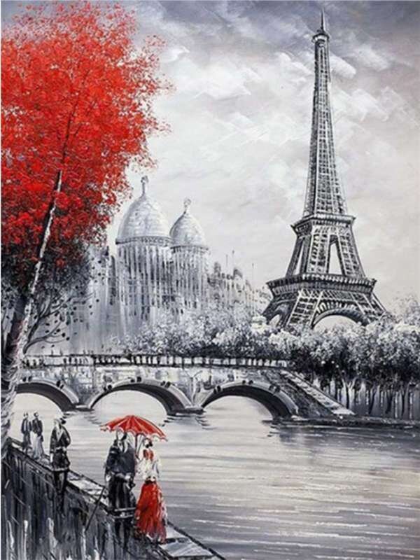 Timanttimosaiikki "Paris with mahogany" 30x40cm hinta ja tiedot | Timanttimaalaukset | hobbyhall.fi