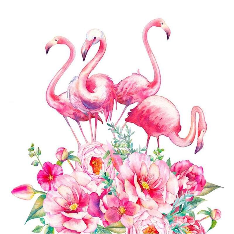 Timanttimosaiikki "Pink flamingos in flowers" 30x30cm hinta ja tiedot | Timanttimaalaukset | hobbyhall.fi