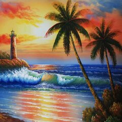 Timanttimosaiikki "Lighthouse at sunset" 30x30cm hinta ja tiedot | Timanttimaalaukset | hobbyhall.fi