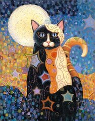 Timanttimosaiikki "Moon cat" 30x40cm hinta ja tiedot | Timanttimaalaukset | hobbyhall.fi