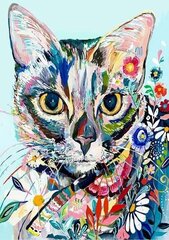 Timanttimosaiikki "A cat with flowers" 30x40cm hinta ja tiedot | Timanttimaalaukset | hobbyhall.fi