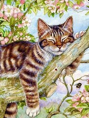 Timanttimosaiikki "A kitten in a tree" 30x40cm hinta ja tiedot | Timanttimaalaukset | hobbyhall.fi