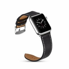 Riff nahkaranneke Apple iWatch -sarjaan 38 / 40 / 41 mm Musta hinta ja tiedot | Älykellojen ja aktiivisuusrannekkeiden lisätarvikkeet | hobbyhall.fi