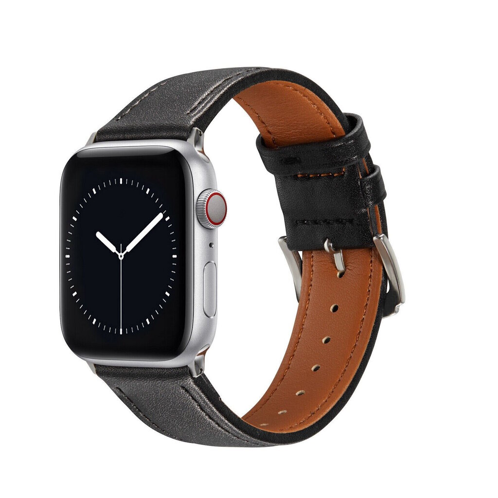 Riff nahkaranneke Apple iWatch -sarjaan 38 / 40 / 41 mm Musta hinta ja tiedot | Älykellojen ja aktiivisuusrannekkeiden lisätarvikkeet | hobbyhall.fi