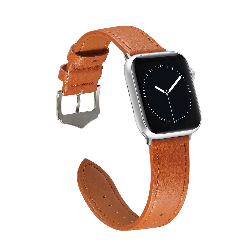 Riff nahkaranneke Apple iWatch -sarjaan 42 /44 /45 /49 mm Ruskea hinta ja tiedot | Älykellojen ja aktiivisuusrannekkeiden lisätarvikkeet | hobbyhall.fi