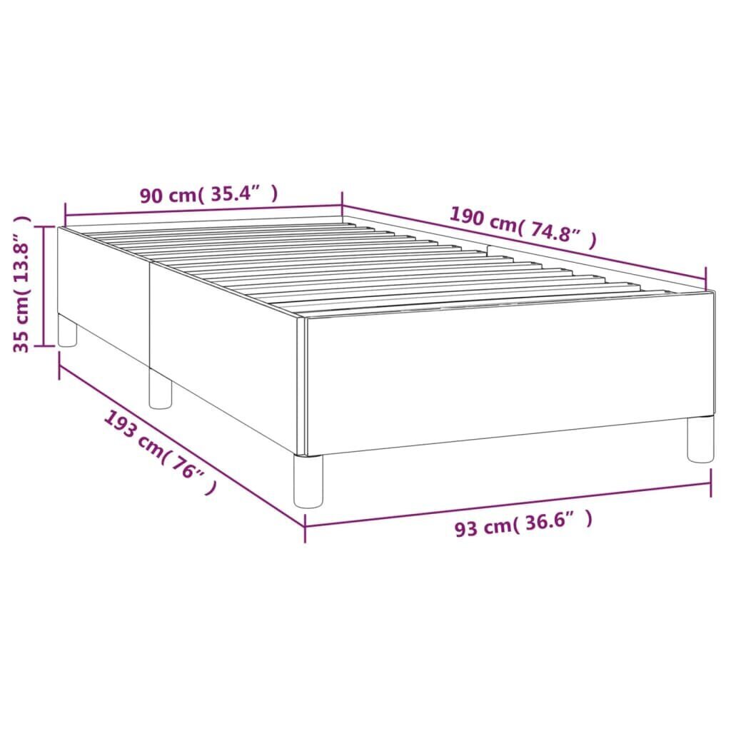 Sängynrunko vidaXL, tekonahka, 90x190 cm, musta hinta ja tiedot | Sängyt | hobbyhall.fi