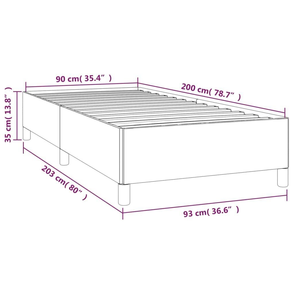 Sängynrunko vidaXL, tekonahka, 90x200cm, ruskea hinta ja tiedot | Sängyt | hobbyhall.fi