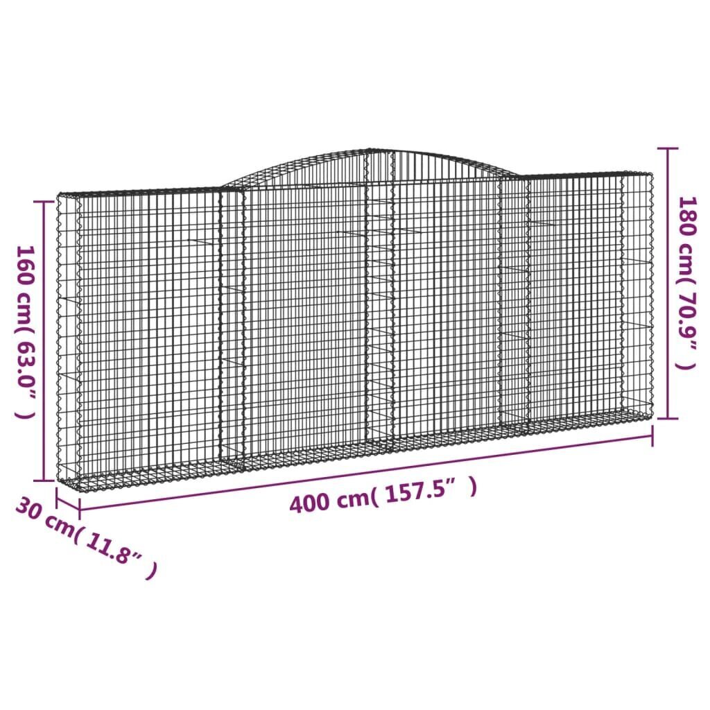 Gabion korit vidaXL 400x30x160/180 cm hinta ja tiedot | Aidat ja tarvikkeet | hobbyhall.fi