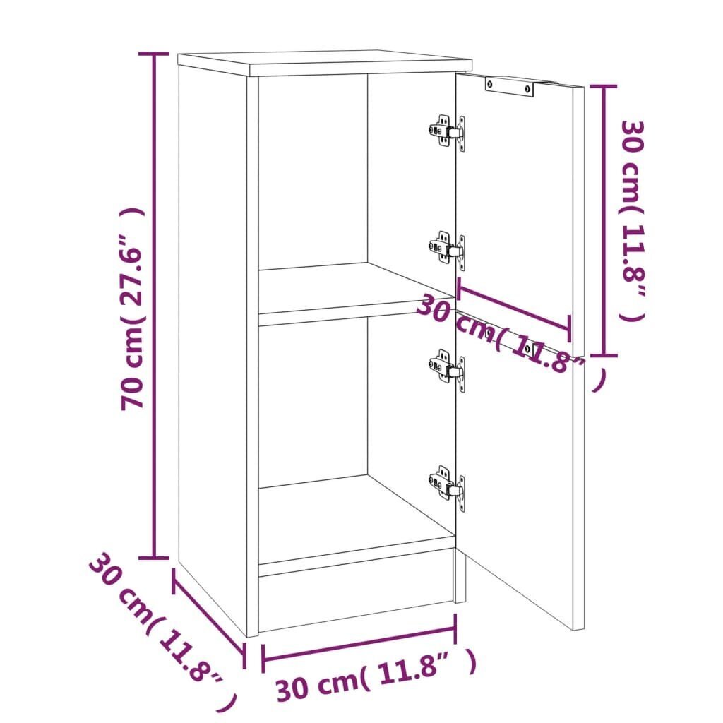 vidaXL Sivukaapit, 2 kpl, musta, 30x30x70cm, käsitelty puu hinta ja tiedot | Olohuoneen kaapit ja lipastot | hobbyhall.fi