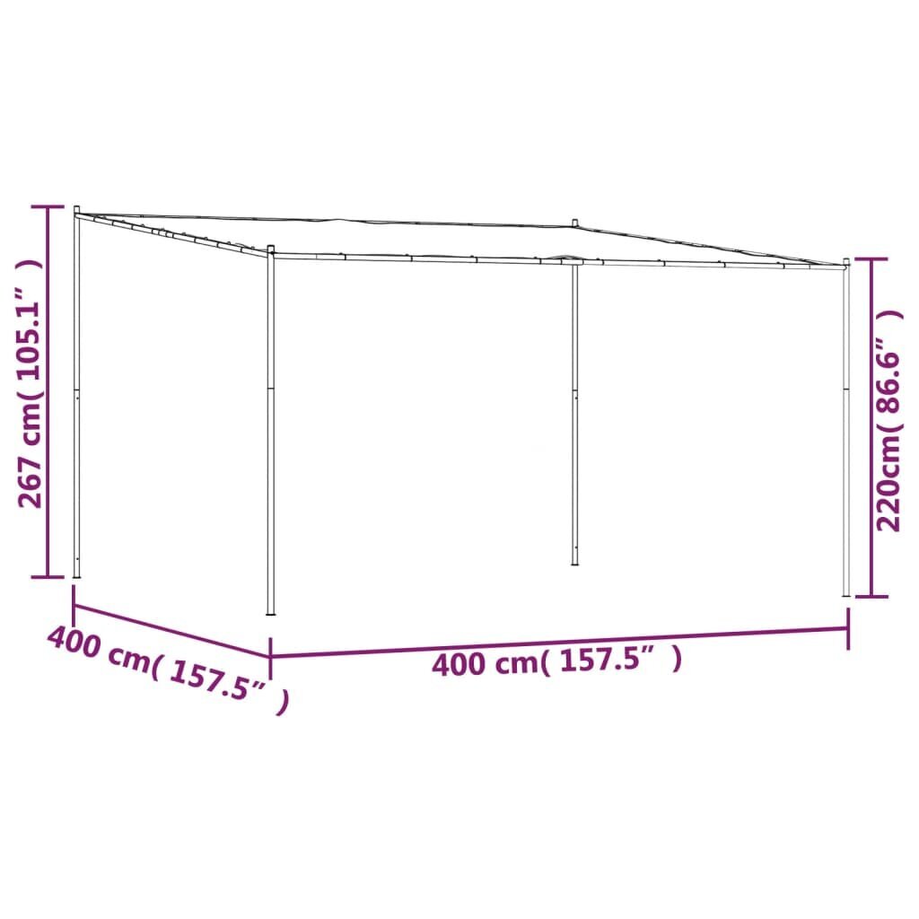 vidaXL paviljonki, valkoinen, 4x4m, kangas ja teräs, 180g/m² hinta ja tiedot | Puutarhapaviljongit | hobbyhall.fi